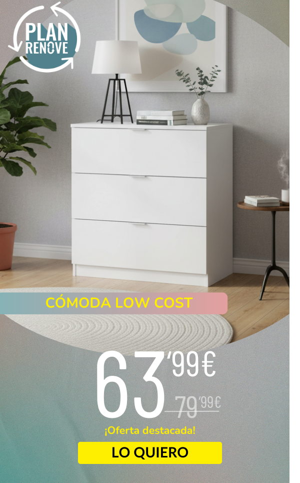 Cómoda Low Cost 3 cajones 80x77x38 cm
